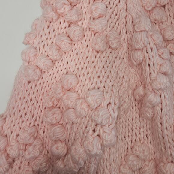 CHIC WISH Hand Made Pink Open Cardigan Pom Pom Heart Shape - Picture 6 of 10